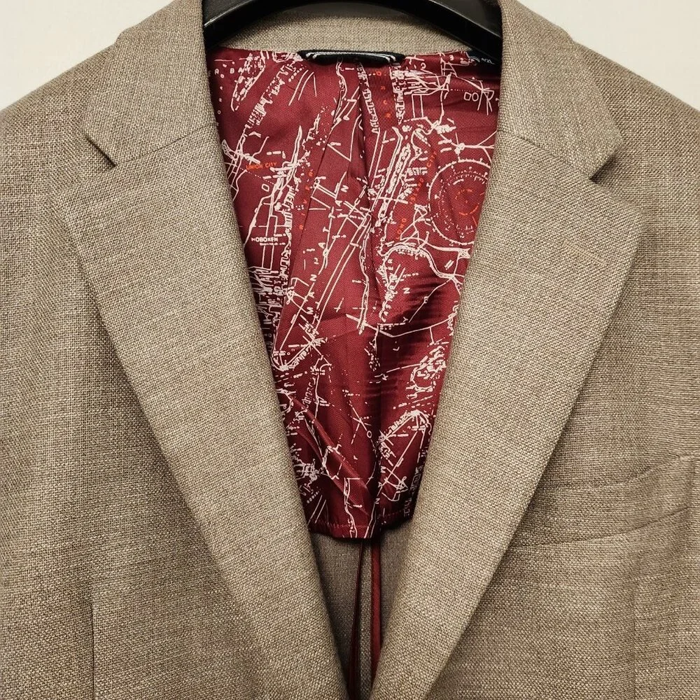 Mens Nautica Suit‎ Jacket Blazer Beach Sand Tan 2 Button 42L Single Breasted
